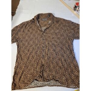 David Taylor Button Up Short Sleeve Shirt Large L Geometric Pocket